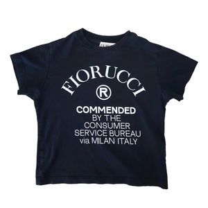Fiorucci Women’s Navy Crew Neck Cropped Short Sleeve Tee Graphic T-Shirt XS